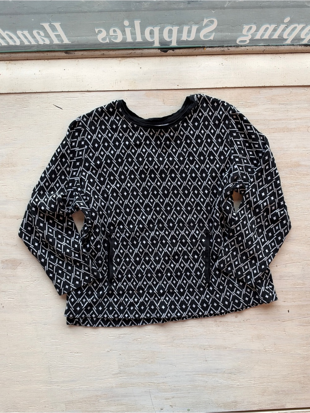 J. Jill Black & White Diamond Pattern Crewneck Sweater Women's Plus 2x